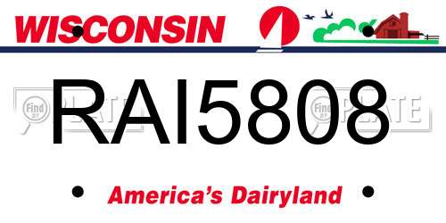 RAI5808 Wisconsin License Plate