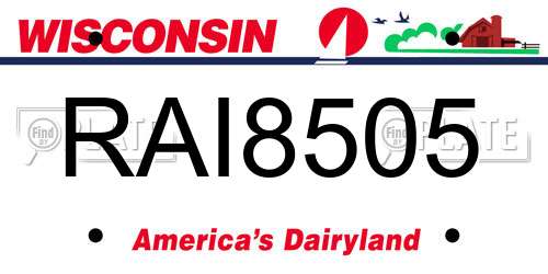 RAI8505 Wisconsin License Plate
