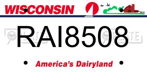 RAI8508 Wisconsin License Plate