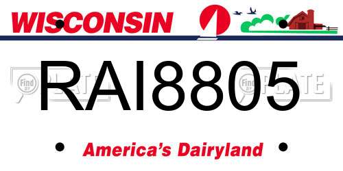 RAI8805 Wisconsin License Plate