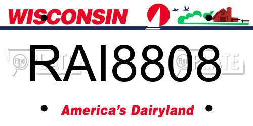 RAI8808 Wisconsin License Plate