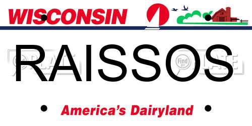 RAISSOS Wisconsin License Plate