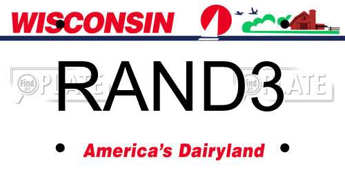 RAND3 Wisconsin License Plate