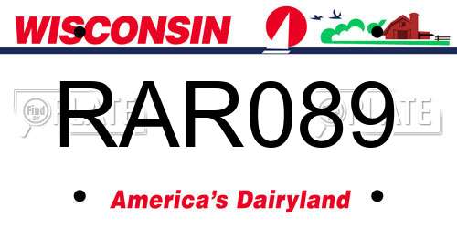 RAR089 Wisconsin License Plate