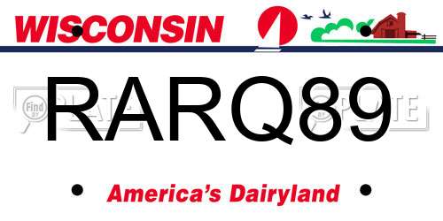 RARQ89 Wisconsin License Plate