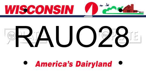 RAUO28 Wisconsin License Plate