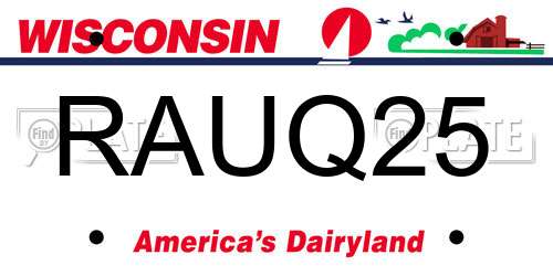 RAUQ25 Wisconsin License Plate