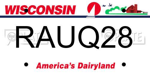 RAUQ28 Wisconsin License Plate