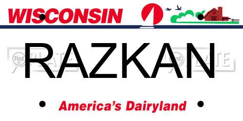 RAZKAN Wisconsin License Plate
