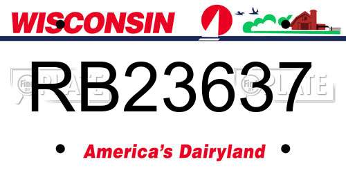 RB23637 Wisconsin License Plate