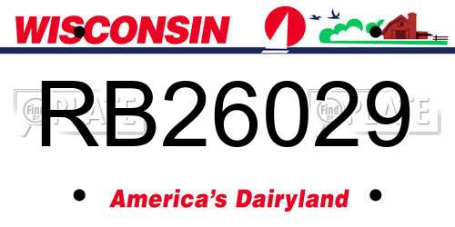 RB26029 Wisconsin License Plate