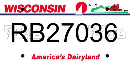 RB27036 Wisconsin License Plate