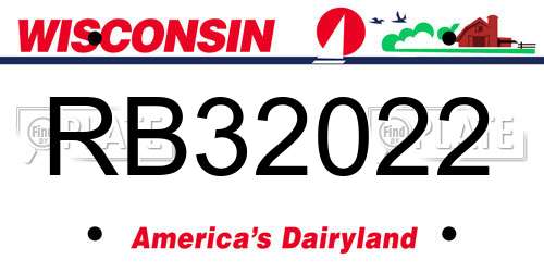 RB32022 Wisconsin License Plate