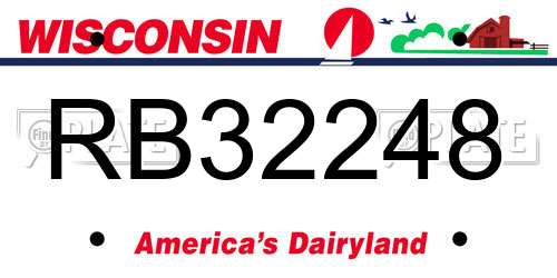 RB32248 Wisconsin License Plate