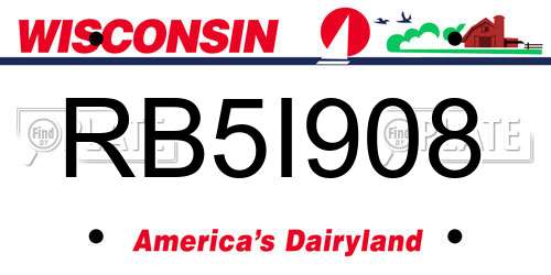 RB5I908 Wisconsin License Plate