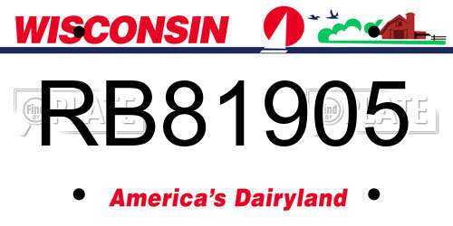 RB81905 Wisconsin License Plate
