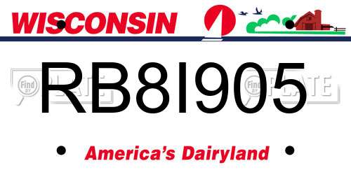 RB8I905 Wisconsin License Plate