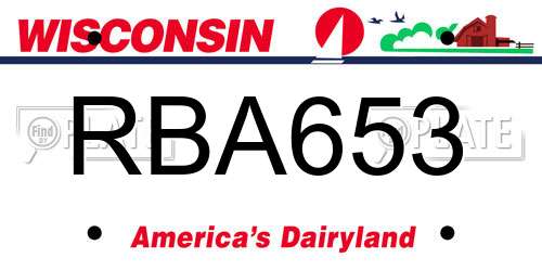RBA653 Wisconsin License Plate
