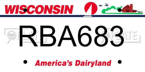 RBA683 Wisconsin License Plate