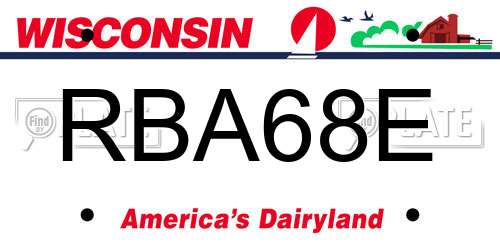 RBA68E Wisconsin License Plate