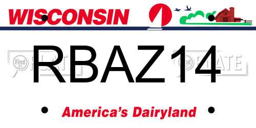 RBAZ14 Wisconsin License Plate