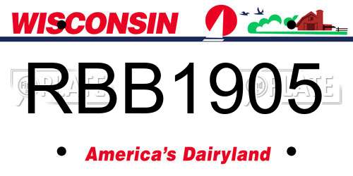 RBB1905 Wisconsin License Plate