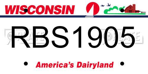 RBS1905 Wisconsin License Plate