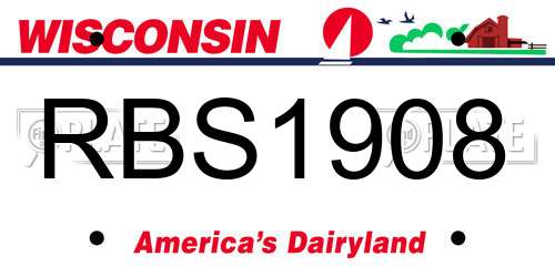 RBS1908 Wisconsin License Plate