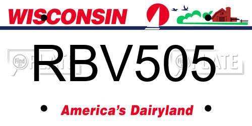 RBV505 Wisconsin License Plate