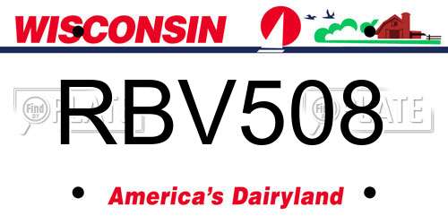 RBV508 Wisconsin License Plate