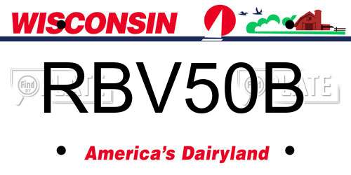 RBV50B Wisconsin License Plate