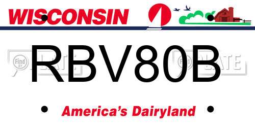 RBV80B Wisconsin License Plate
