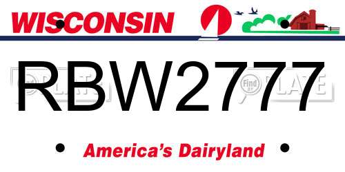 RBW2777 Wisconsin License Plate