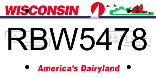 RBW5478 Wisconsin License Plate
