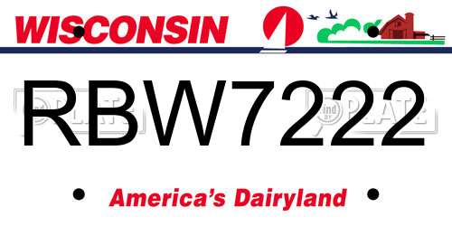 RBW7222 Wisconsin License Plate