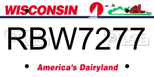 RBW7277 Wisconsin License Plate