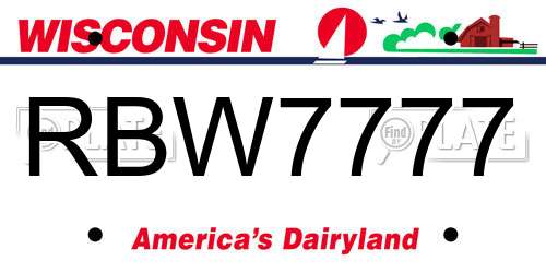 RBW7777 Wisconsin License Plate