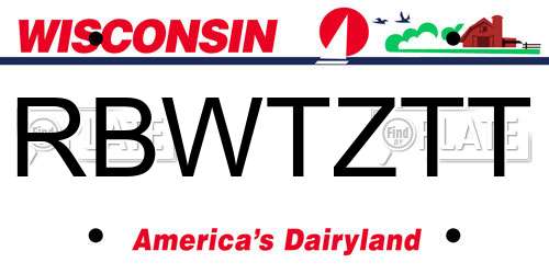 RBWTZTT Wisconsin License Plate