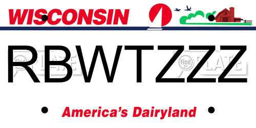 RBWTZZZ Wisconsin License Plate