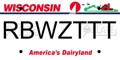 RBWZTTT Wisconsin License Plate