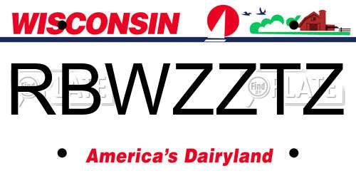 RBWZZTZ Wisconsin License Plate