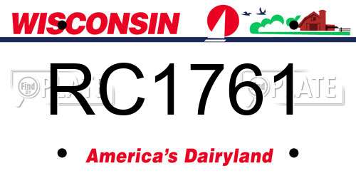 RC1761 Wisconsin License Plate