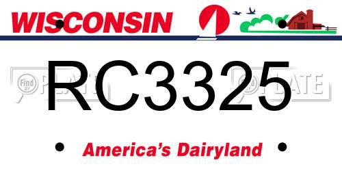 RC3325 Wisconsin License Plate