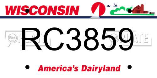 RC3859 Wisconsin License Plate