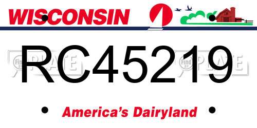 RC45219 Wisconsin License Plate