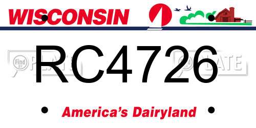 RC4726 Wisconsin License Plate