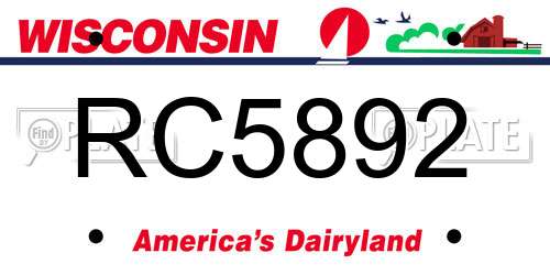 RC5892 Wisconsin License Plate