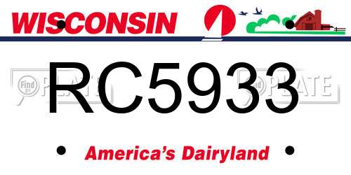 RC5933 Wisconsin License Plate