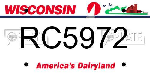 RC5972 Wisconsin License Plate