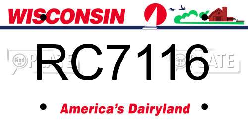 RC7116 Wisconsin License Plate